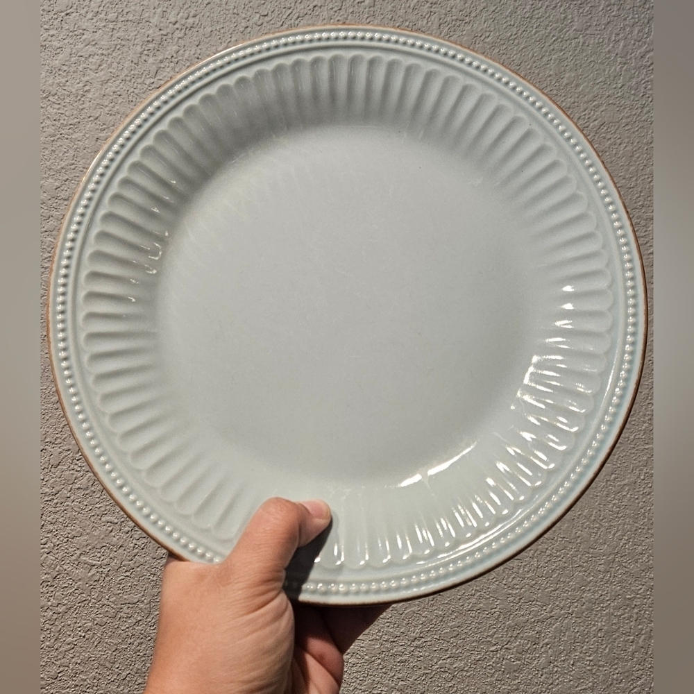 Lenox French Perle Groove Set Of 4 Ice Blue Charger Plates